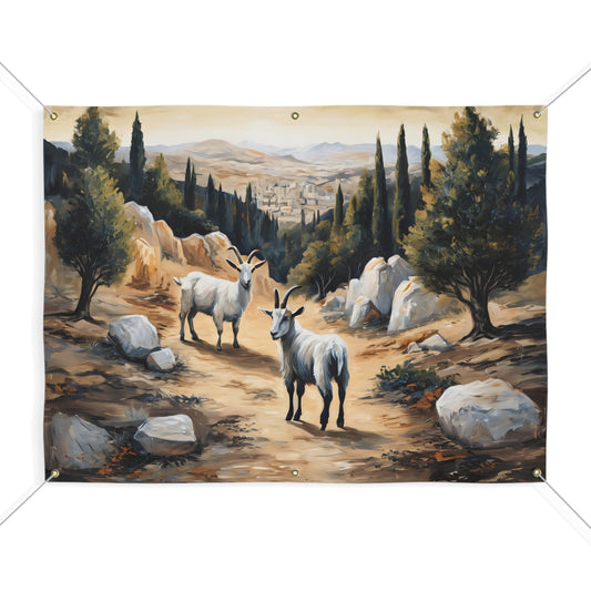 Wild Goats Galilee landscape printed on Matte Vinyl Banner